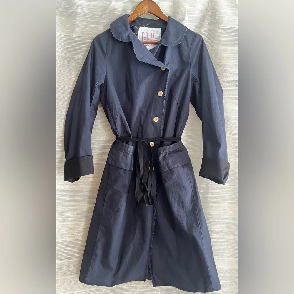 ❌SOLD❌Hannoh Wessel Navy Trench-Style Cotton Coat made in Italy |38 - Picture 2 of 15